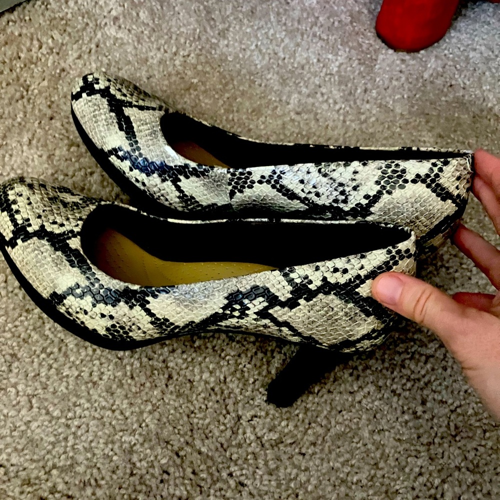 Clark’s snakeskin heels!